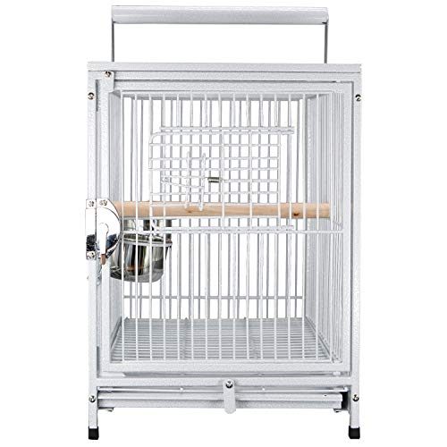 PawHut 18 Heavy Duty Wrought Iron Travel Bird Cage Carrier with ...