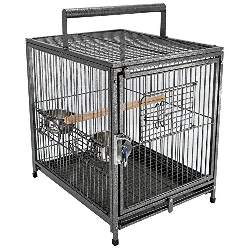 PawHut 18 Heavy Duty Wrought Iron Travel Bird Cage Carrier with ...