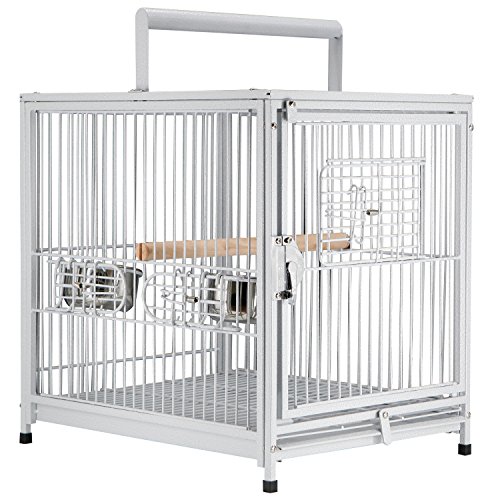 PawHut 18 Heavy Duty Wrought Iron Travel Bird Cage Carrier with ...