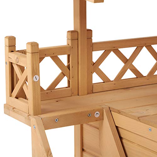 PawHut 2-Story Indoor/Outdoor Wood Cat House Shelter with Roof
