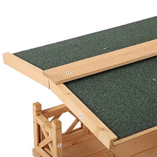 PawHut 2-Story Indoor/Outdoor Wood Cat House Shelter with Roof