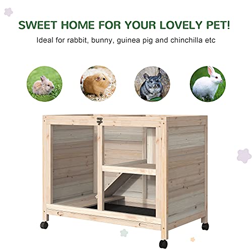 PawHut 2-Story Large Wooden Rabbit Hutch Pet House Bunny Cage Sma...