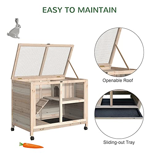 PawHut 2-Story Large Wooden Rabbit Hutch Pet House Bunny Cage Sma...