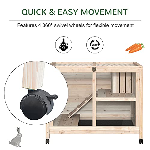 PawHut 2-Story Large Wooden Rabbit Hutch Pet House Bunny Cage Sma...