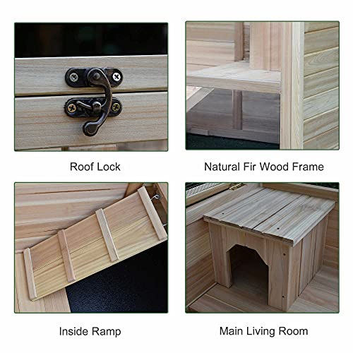 PawHut 2-Story Large Wooden Rabbit Hutch Pet House Bunny Cage Sma...