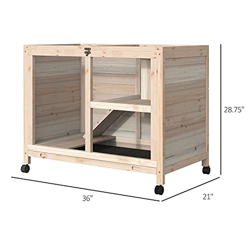 PawHut 2-Story Large Wooden Rabbit Hutch Pet House Bunny Cage Sma...