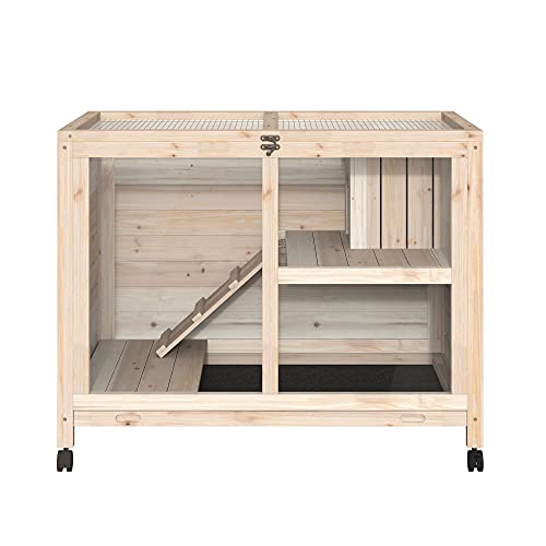 PawHut 2-Story Large Wooden Rabbit Hutch Pet House Bunny Cage Sma...