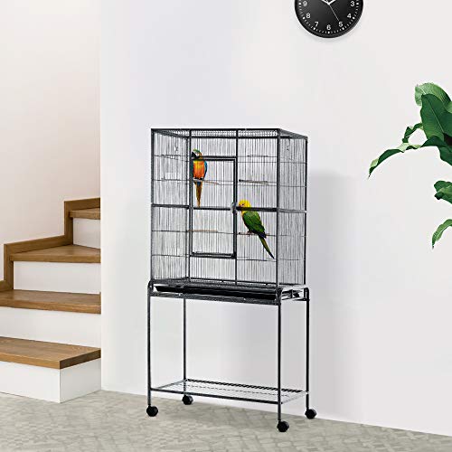 PawHut 30 Rolling Metal Bird Cage Feeder with Detachable Rolling...
