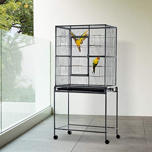 PawHut 30 Rolling Metal Bird Cage Feeder with Detachable Rolling...