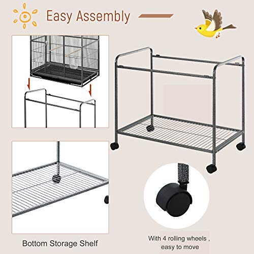 PawHut 30 Rolling Metal Bird Cage Feeder with Detachable Rolling...