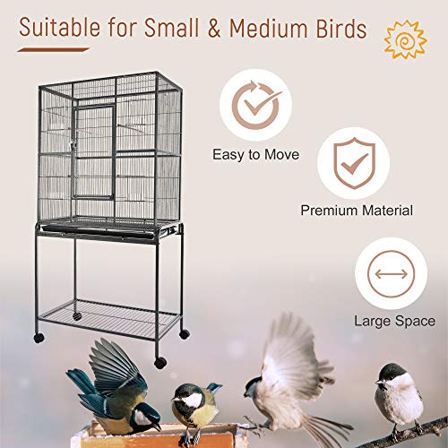 PawHut 30 Rolling Metal Bird Cage Feeder with Detachable Rolling...