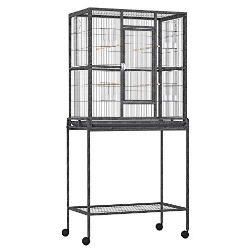 PawHut 30 Rolling Metal Bird Cage Feeder with Detachable Rolling...