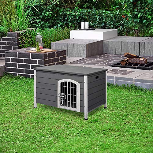 PawHut 31 L Wooden Decorative Dog Cage Kennel Wire Door with Loc...