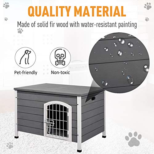 PawHut 31 L Wooden Decorative Dog Cage Kennel Wire Door with Loc...