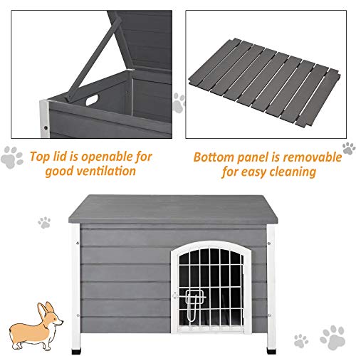 PawHut 31 L Wooden Decorative Dog Cage Kennel Wire Door with Loc...