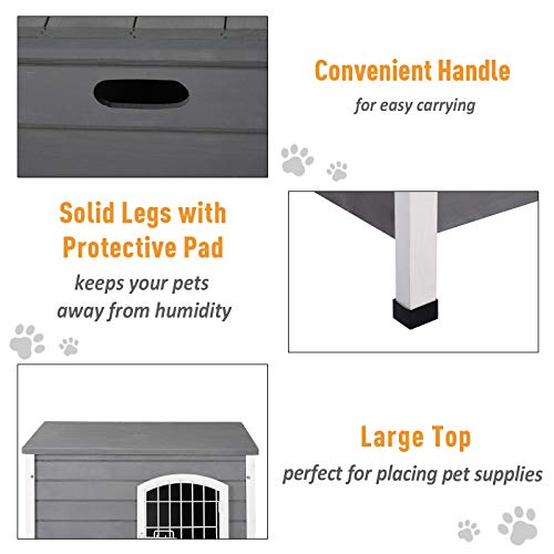 PawHut 31 L Wooden Decorative Dog Cage Kennel Wire Door with Loc...
