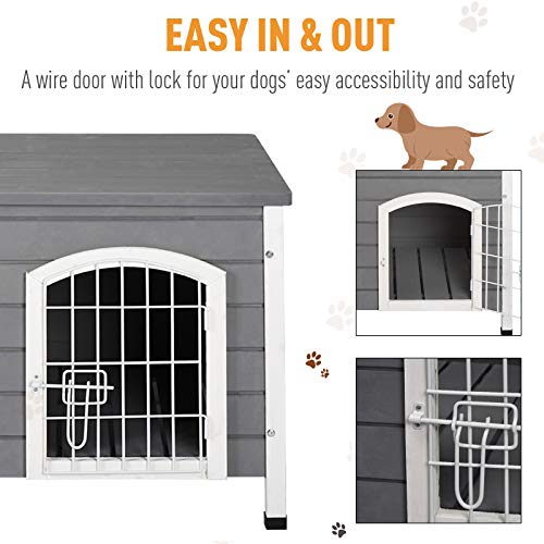 PawHut 31 L Wooden Decorative Dog Cage Kennel Wire Door with Loc...