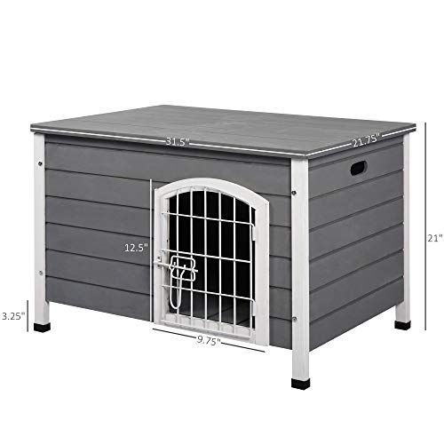 PawHut 31 L Wooden Decorative Dog Cage Kennel Wire Door with Loc...