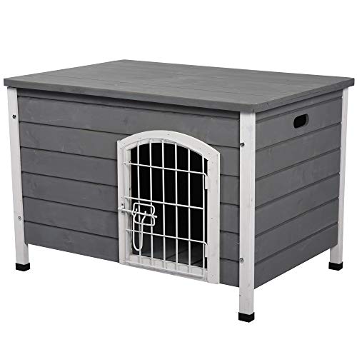PawHut 31 L Wooden Decorative Dog Cage Kennel Wire Door with Loc...