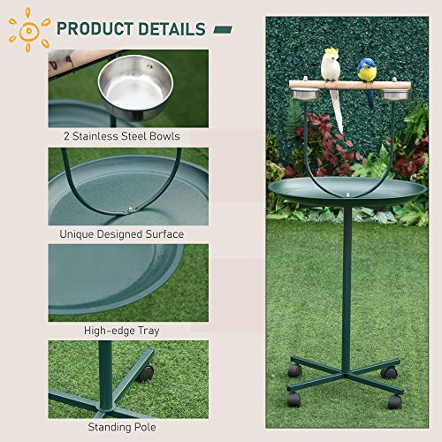 PawHut 49 Bird Play Stand w/Wheels - Green