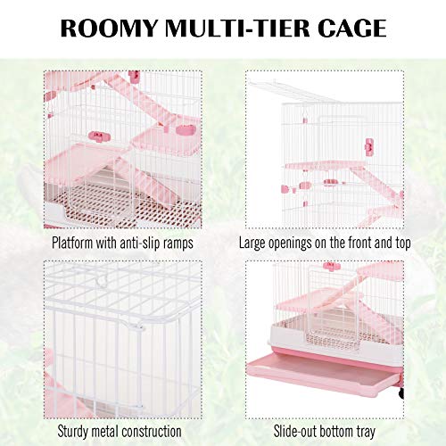 PawHut 57 H 6-Level Indoor Small Animal Cage Rabbit Hutch with W...