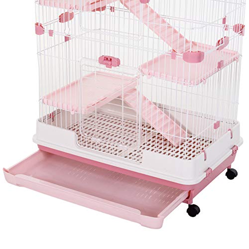 PawHut 57 H 6-Level Indoor Small Animal Cage Rabbit Hutch with W...