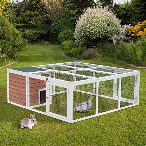 PawHut 64 Wooden Outdoor Rabbit Hutch Playpen Tortoise House Hab...