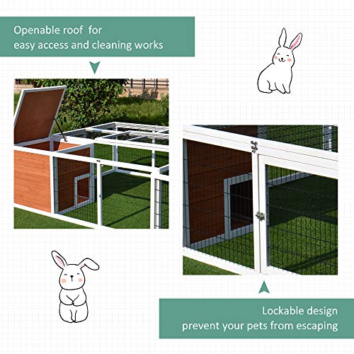 PawHut 64 Wooden Outdoor Rabbit Hutch Playpen Tortoise House Hab...