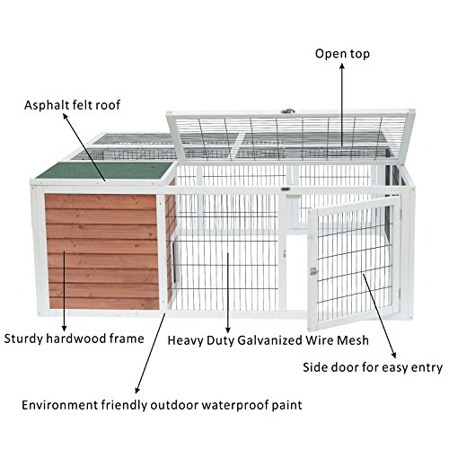PawHut 64 Wooden Outdoor Rabbit Hutch Playpen Tortoise House Hab...