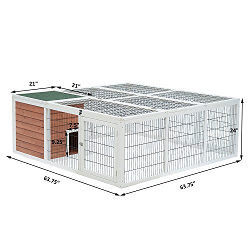 PawHut 64 Wooden Outdoor Rabbit Hutch Playpen Tortoise House Hab...