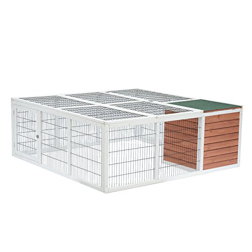 PawHut 64 Wooden Outdoor Rabbit Hutch Playpen Tortoise House Hab...