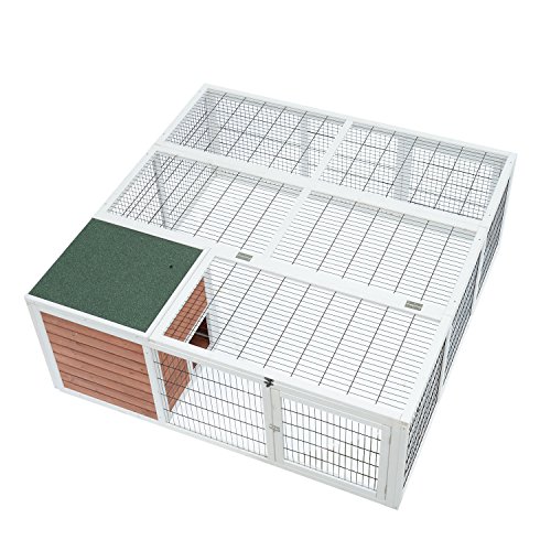 PawHut 64 Wooden Outdoor Rabbit Hutch Playpen Tortoise House Hab...