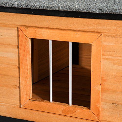 PawHut 67 Large Wooden Cabin Style Elevated Outdoor Dog House wi...