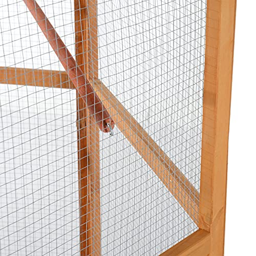 PawHut 69 Large Wooden Hexagonal Outdoor Aviary Flight Bird Cage...