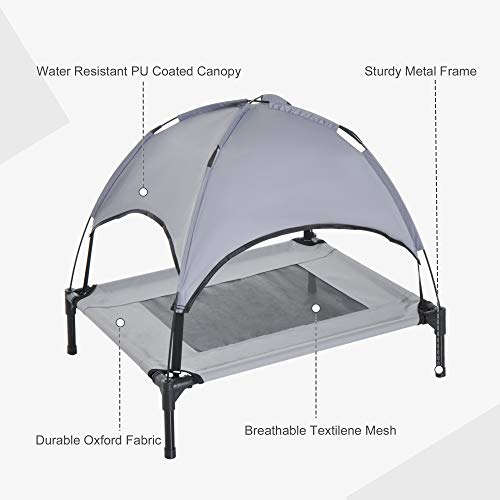PawHut Elevated Portable Dog Cot Cooling Pet Bed With UV Protecti...