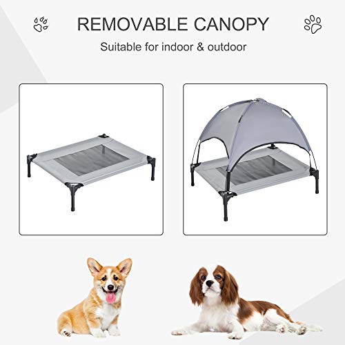 PawHut Elevated Portable Dog Cot Cooling Pet Bed With UV Protecti...