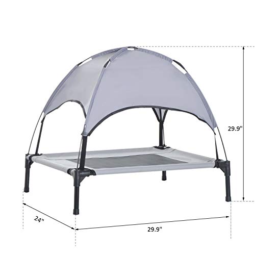 PawHut Elevated Portable Dog Cot Cooling Pet Bed With UV Protecti...