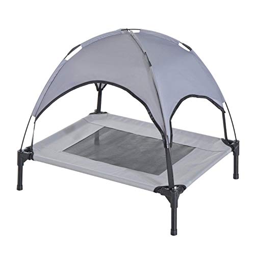 PawHut Elevated Portable Dog Cot Cooling Pet Bed With UV Protecti...