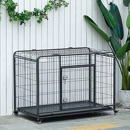 PawHut Folding Design Heavy Duty Metal Dog Cage Crate & Kennel wi...