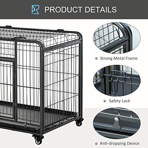 PawHut Folding Design Heavy Duty Metal Dog Cage Crate & Kennel wi...