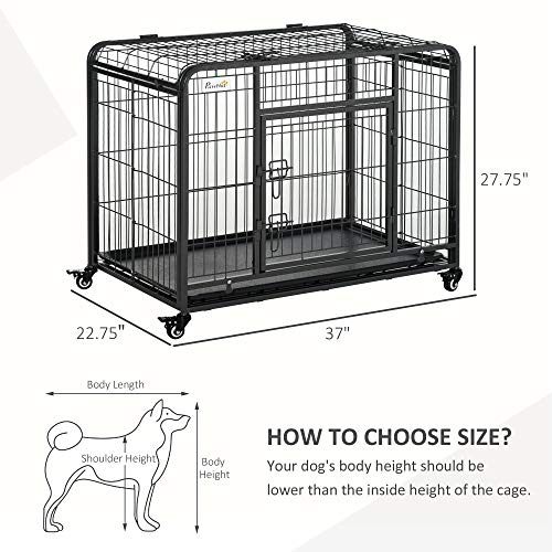 PawHut Folding Design Heavy Duty Metal Dog Cage Crate & Kennel wi...