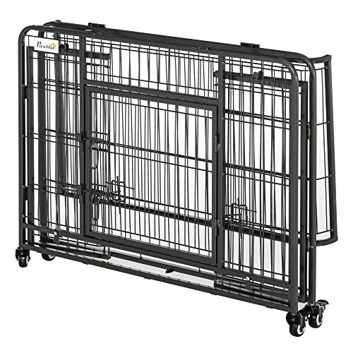 PawHut Folding Design Heavy Duty Metal Dog Cage Crate & Kennel wi...