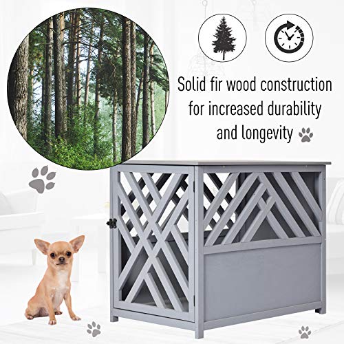 PawHut Furniture Style Wood Dog Crate End Table Decorative Dog Ca...