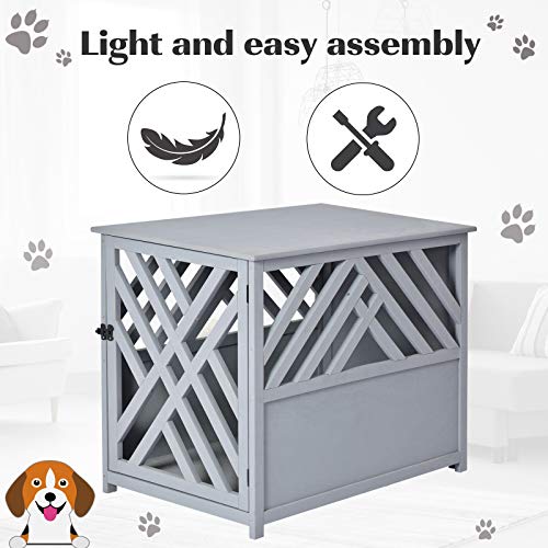 PawHut Furniture Style Wood Dog Crate End Table Decorative Dog Ca...