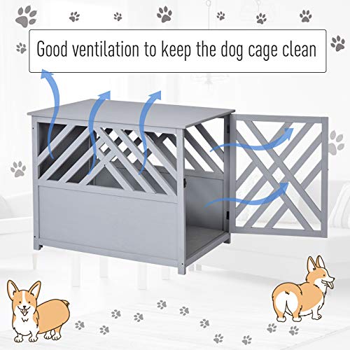 PawHut Furniture Style Wood Dog Crate End Table Decorative Dog Ca...