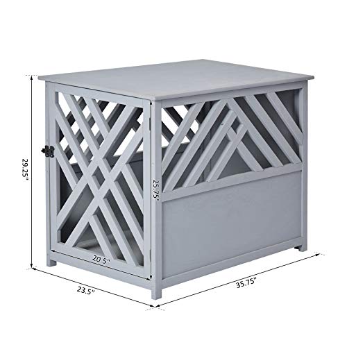 PawHut Furniture Style Wood Dog Crate End Table Decorative Dog Ca...