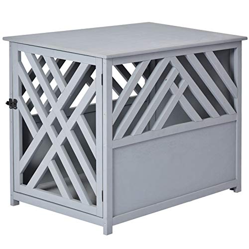 PawHut Furniture Style Wood Dog Crate End Table Decorative Dog Ca...