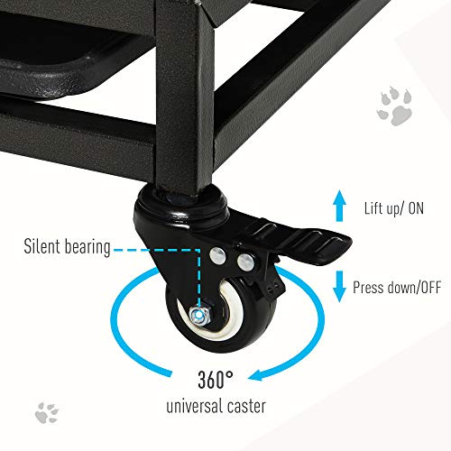 PawHut Heavy Duty Steel Dog Kennel with Caster Wheels and 1 Door ...
