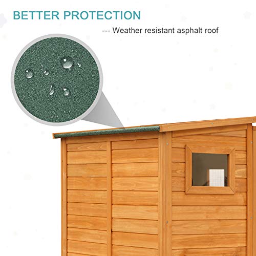 PawHut Large Wooden Outdoor Cat House with Large Run for Play, Ca...
