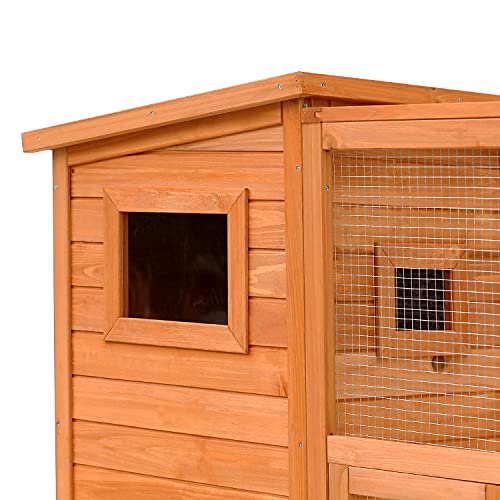 PawHut Large Wooden Outdoor Cat House with Large Run for Play, Ca...